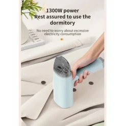 1300W Foldbar Håndholdt Steamer, 5-Huls Koncentreret Dyb Dampgennemtrængning til Hjem & Rejse, Hvid/Blå (Himmelblå)