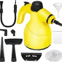 1000W Håndholdt Damprenser med 9 Tilbehør til Pletfjerning, Fedt, Bilsæder, Vinduer, Sofa, 350ml Tank