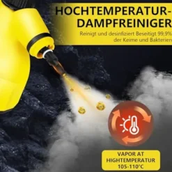 1000W Håndholdt damprenser med 9 tilbehørsdele til fjernelse af pletter, fedt, autostole, vinduer, sofa, 350 ml tank