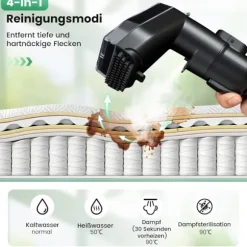 1800W møbelrens med damp og 4 rengøringstilstande