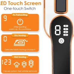1190W Mini Rejse Strygejern, Lille Sammenklappeligt Bærbart Rejse Strygejern med LED-Display og 4 Dampniveauer