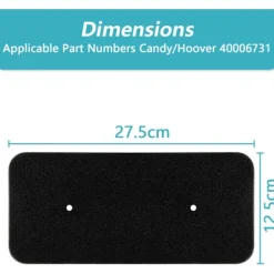 2x Filtre til Candy tørretumbler, Svampefilter til Hoover Candy 40006731 tørretumbler, Kondensator tørretumbler svampefilter | 275 x 125 x 10 mm