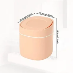 13x15cm Mini Bordsskraldespand med Låg Lille Skraldespand til Soveværelse Badeværelse Køkkenkontor Soveværelse, Rosa