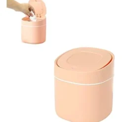 13x15cm Mini Bordsskraldespand med Låg Lille Skraldespand til Soveværelse Badeværelse Køkkenkontor Soveværelse, Rosa