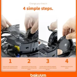 (70x15mm) 2 stk. DÆK Hjul til IROBOT ROOMBA S9 S9+ serie (Pakke med 2 enheder) Fremstillet i Spanien Skridsikker,