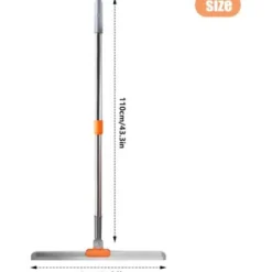 Brusergummiskraber med langt justerbart håndtag 110 cm – 38 cm naturligt silikonehoved – 180° rotationsvinkel for effektiv rengøring