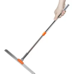 Brusergummiskraber med langt justerbart håndtag 110 cm – 38 cm naturligt silikonehoved – 180° rotationsvinkel for effektiv rengøring